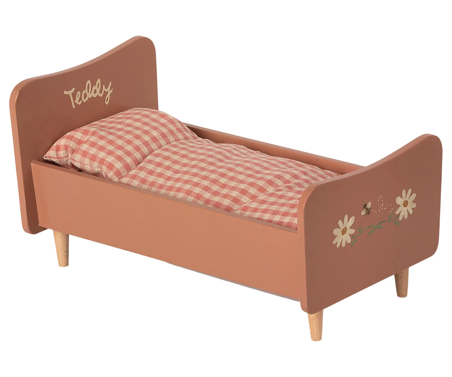 Maileg Wooden Bed For Teddy Mum - Rose 2 Maileg Wooden Bed For Teddy Mum - Rose - Image 2
