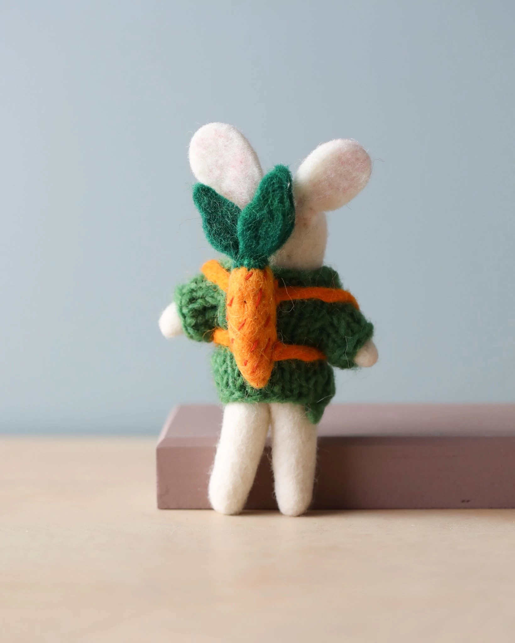 Needle Felted Bunny With Carrot Backpack 2 Needle Felted Bunny With Carrot Backpack - Image 2