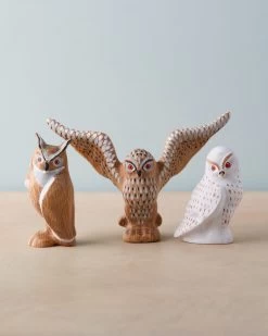 Handmade Wooden Owl Set