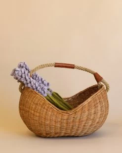 Basket Of Lavender Felt Flowers