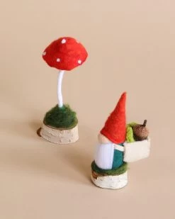 Handmade Gnome And Mushroom Set