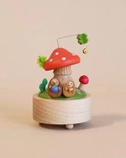 Mini Wooden Mushroom & Hedgehogs Music Box