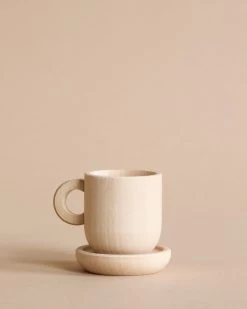 Small Wooden Tea Cup & Saucer
