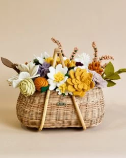 Large Basket Of Felt Flowers - Golden Hour