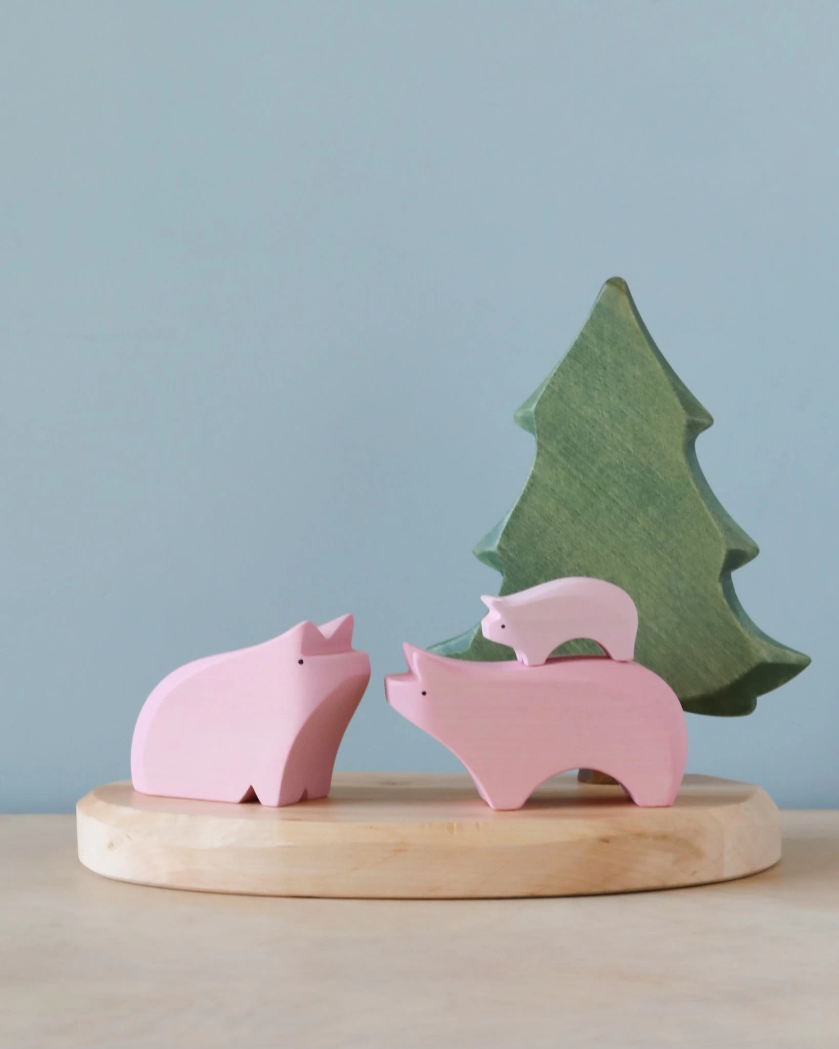 Brin D'Ours | Handmade Wooden Pig Family 2 Brin D'Ours | Handmade Wooden Pig Family - Image 2