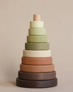 Wooden Pyramid Stacker - Olive