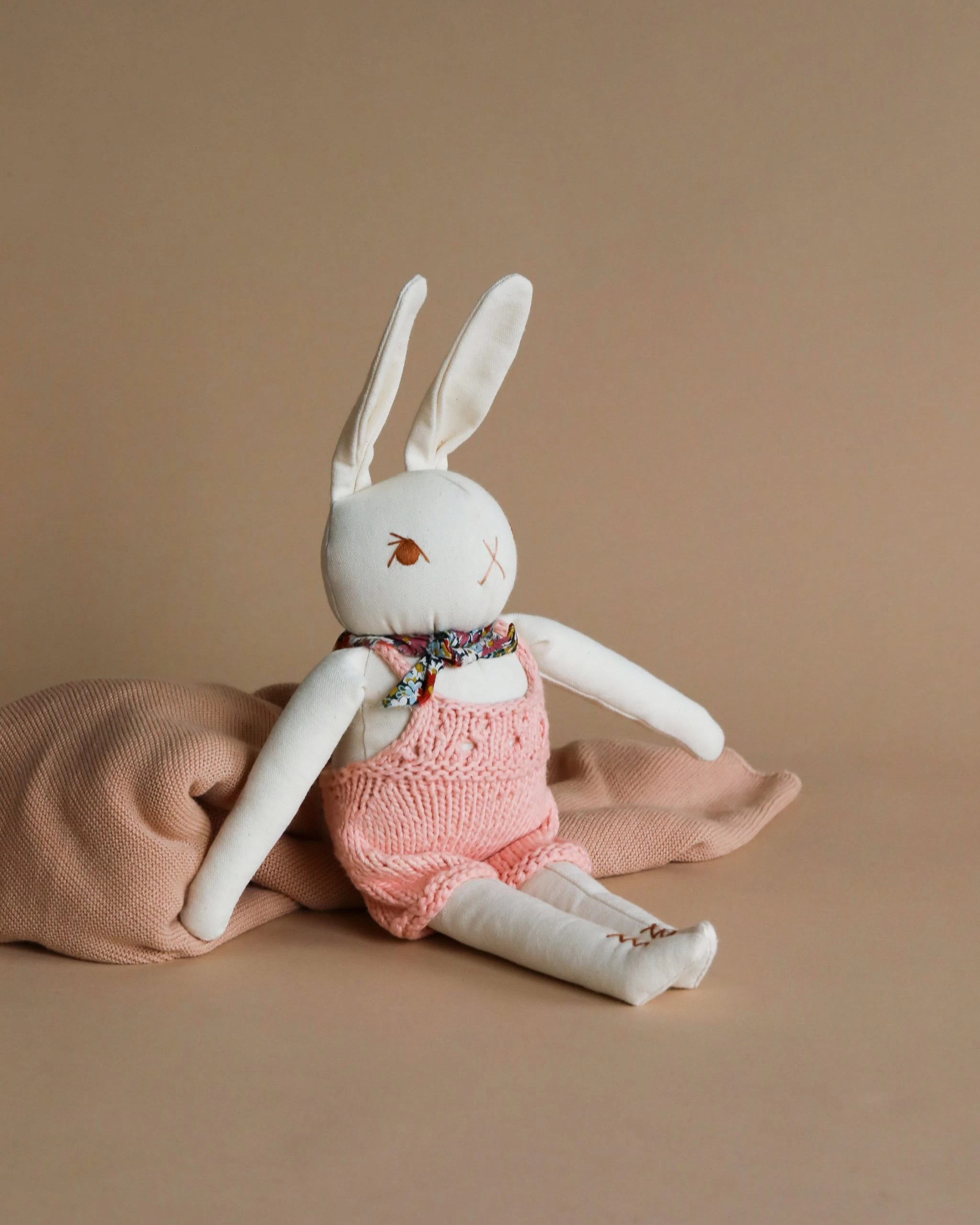 Polka Dot Club Cream Rabbit In Hand Knit Overalls 1 Polka Dot Club Cream Rabbit In Hand Knit Overalls