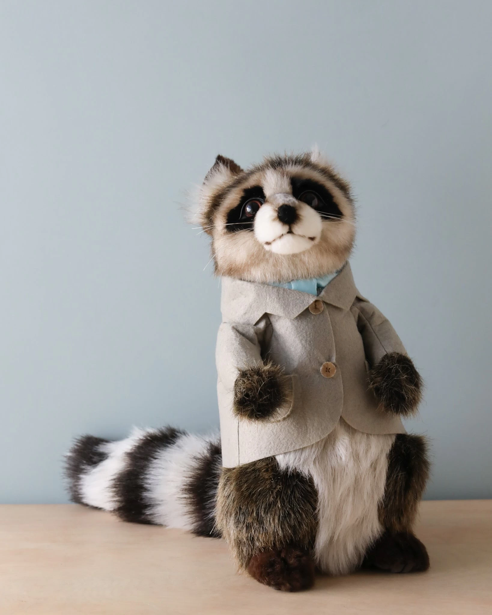 Hansa Papa Raccoon With Jacket Stuffed Animal 2 Hansa Papa Raccoon With Jacket Stuffed Animal - Image 2