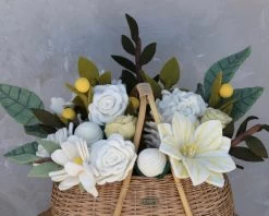 Large Basket Of Felt Flowers - White -Odin Parker Toys 2J2A3820