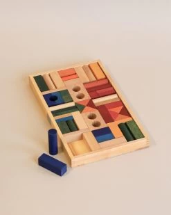Wooden Rainbow Blocks In Tray - 54 Pcs