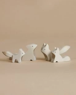 Brin D'Ours | Handmade Wooden Polar Fox Family