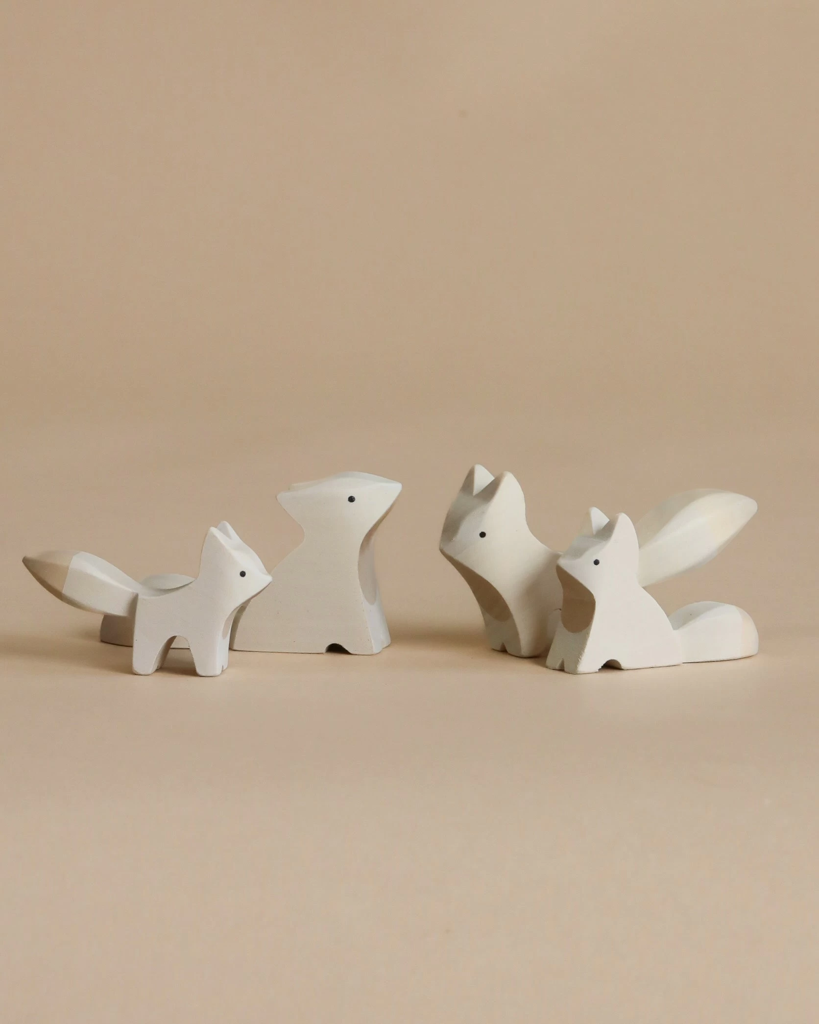 Brin D'Ours | Handmade Wooden Polar Fox Family 1 Brin D'Ours | Handmade Wooden Polar Fox Family