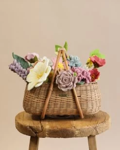 Large Basket Of Felt Flowers - Spring Mix