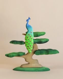 Handmade Wooden Peacock On A Tree