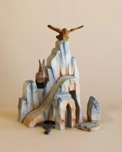 Handmade Wooden Mountain Cliff Scene