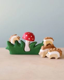 Hedgehog Family & Mushroom Set