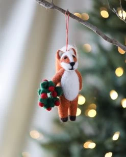 Handmade Felt Fox Christmas Tree Ornament