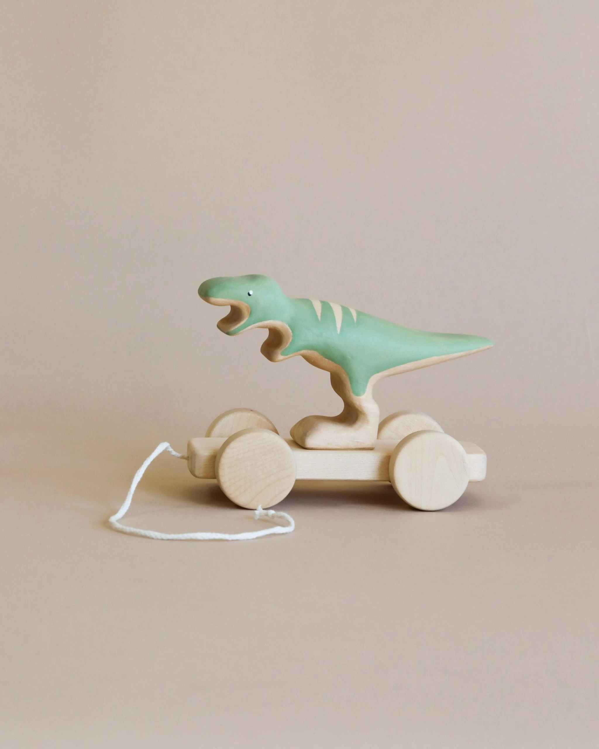 Handmade Wooden T-Rex Dinosaur Push Toy With Built-In Magnets 2 Handmade Wooden T-Rex Dinosaur Push Toy With Built-In Magnets - Image 2