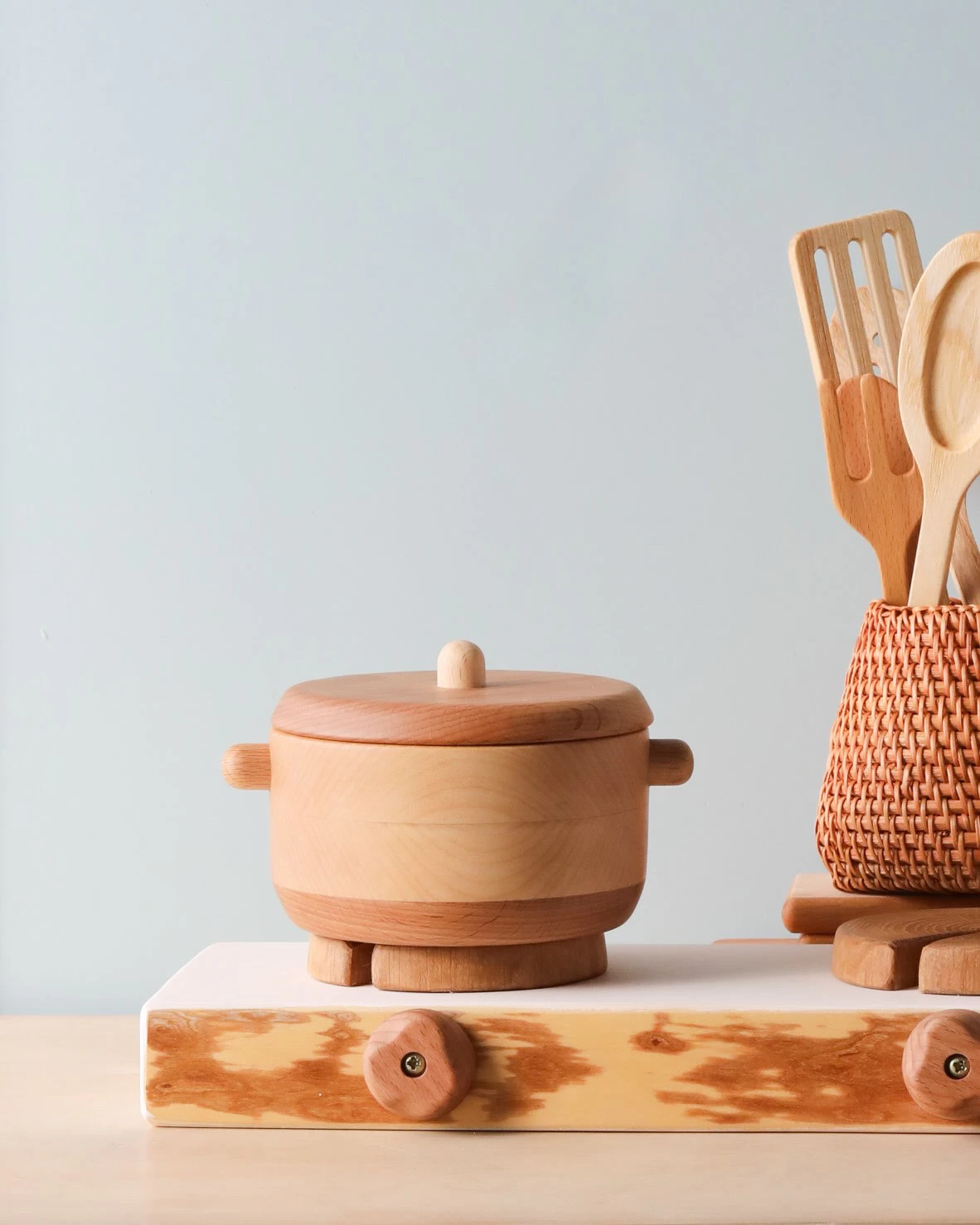 Handmade Wooden Pretend Cooktop Stove 1 Handmade Wooden Pretend Cooktop Stove