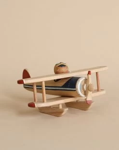 Handmade Wooden Airplane With Pilot