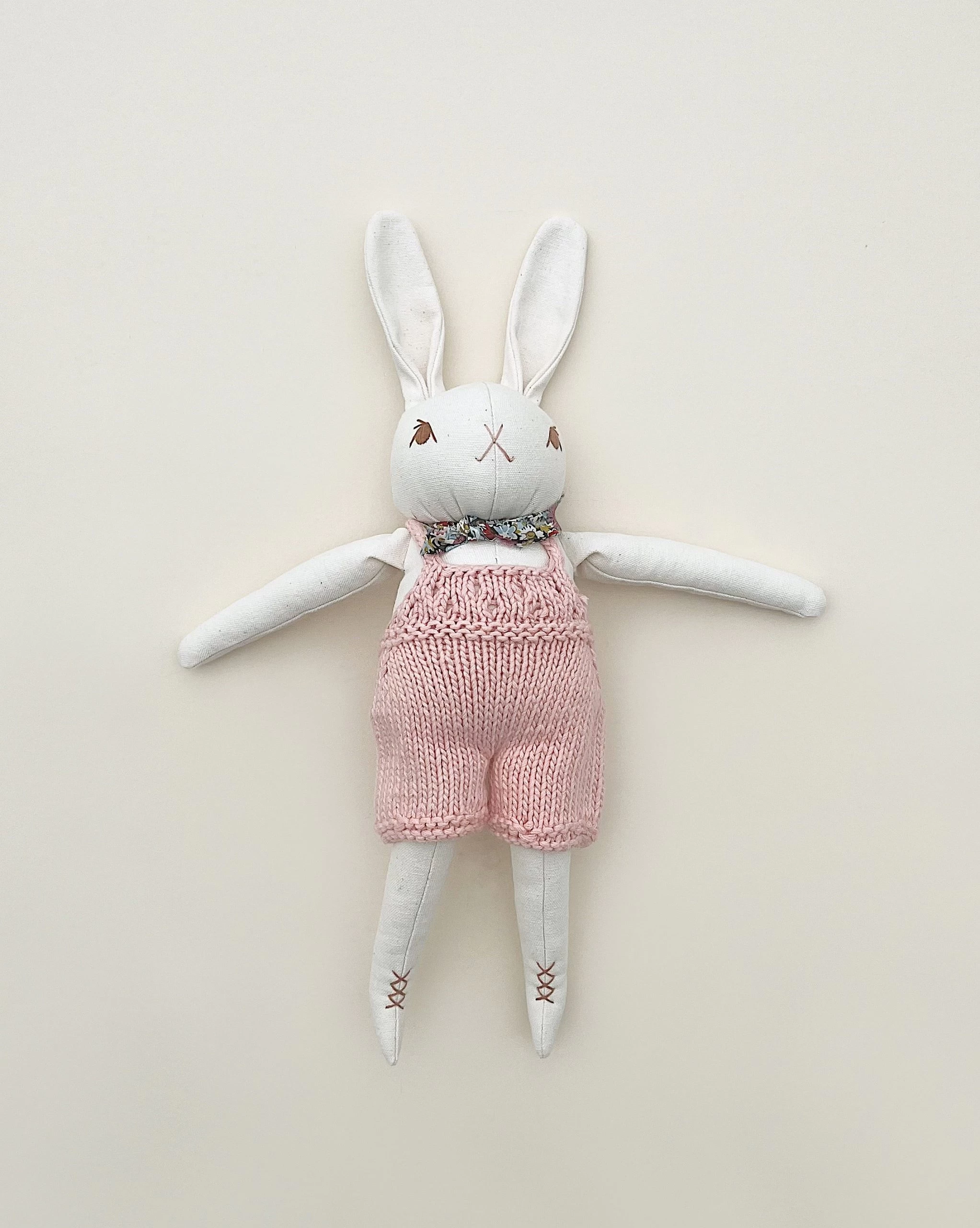 Polka Dot Club Cream Rabbit In Hand Knit Overalls 2 Polka Dot Club Cream Rabbit In Hand Knit Overalls - Image 2