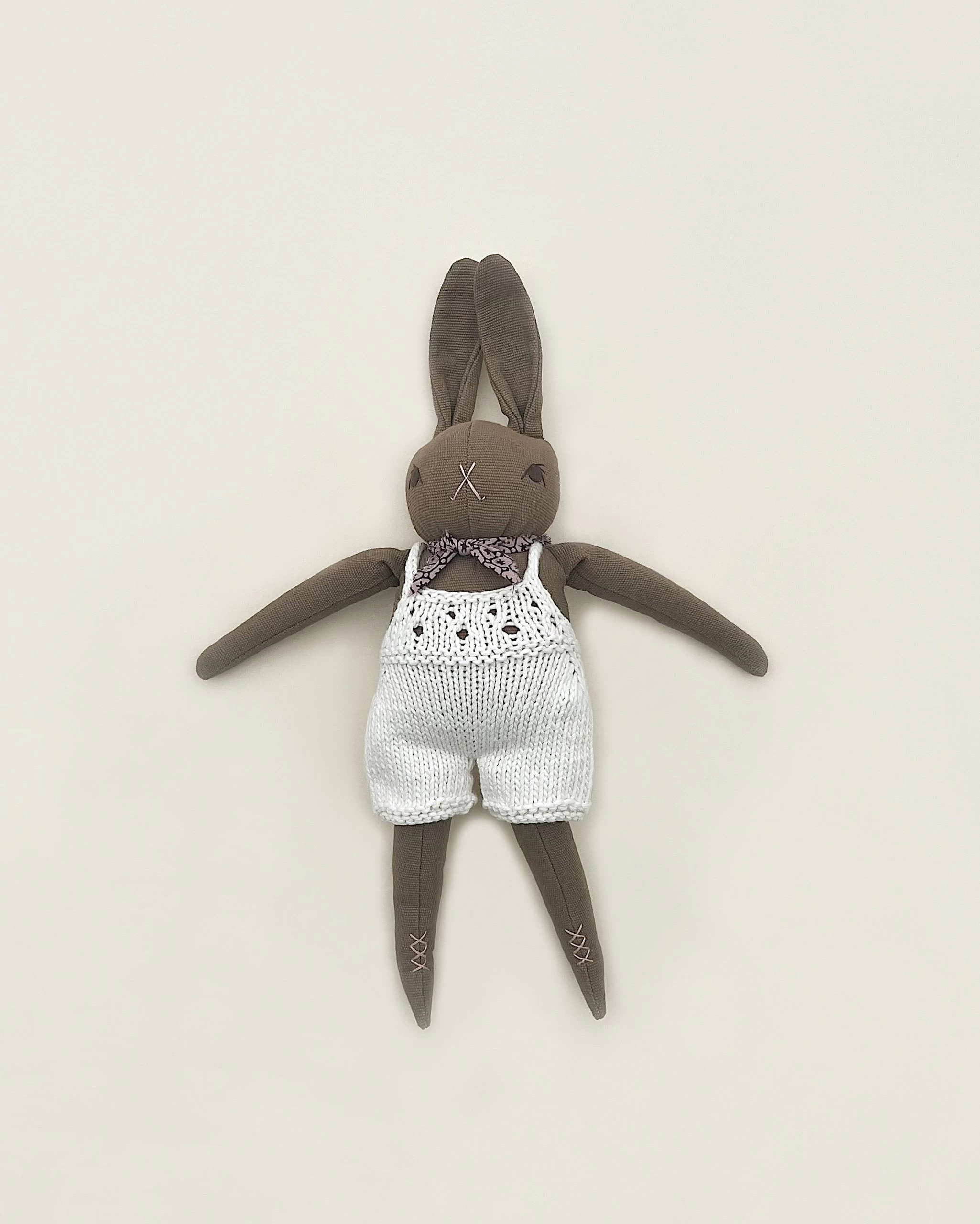 Polka Dot Club Brown Rabbit In Hand Knit Overalls 2 Polka Dot Club Brown Rabbit In Hand Knit Overalls - Image 2