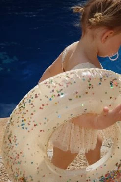 Konges Sløjd Inflatable Junior Swim Ring - Clear Glitter Hearts