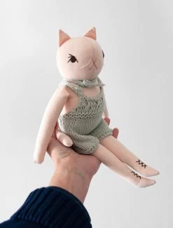 Polka Dot Club Cat In Hand Knit Overalls -Odin Parker Toys PDC Spring23 Medium overalls 2 1024x jpg