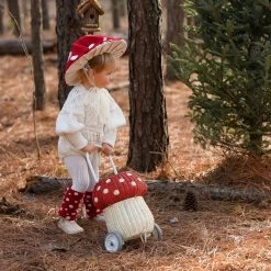 Olli Ella Rattan Mushroom Luggy - Red -Odin Parker Toys mushroomluggy red 2 2000x jpg